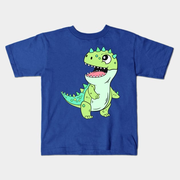 Dinosaurs for Kids, Happy Dino Character! Kids T-Shirt by ForAnyoneWhoCares